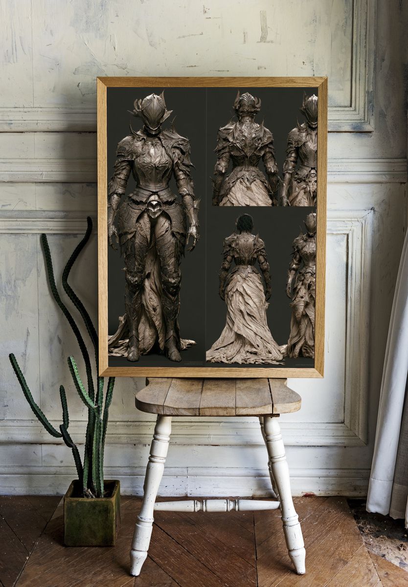Armored Fantasy Warrior Print. — room view 1