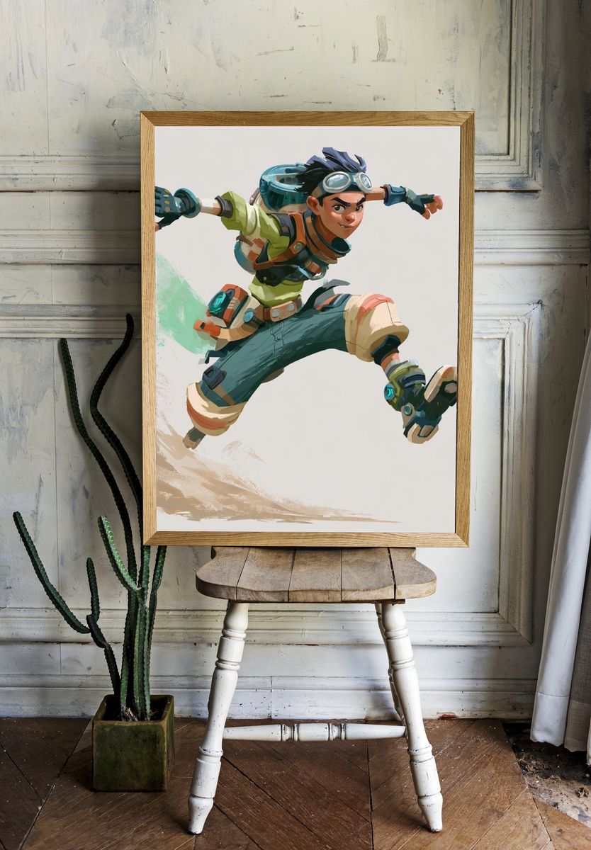 Adventurer Jump Illustration Poster. room preview