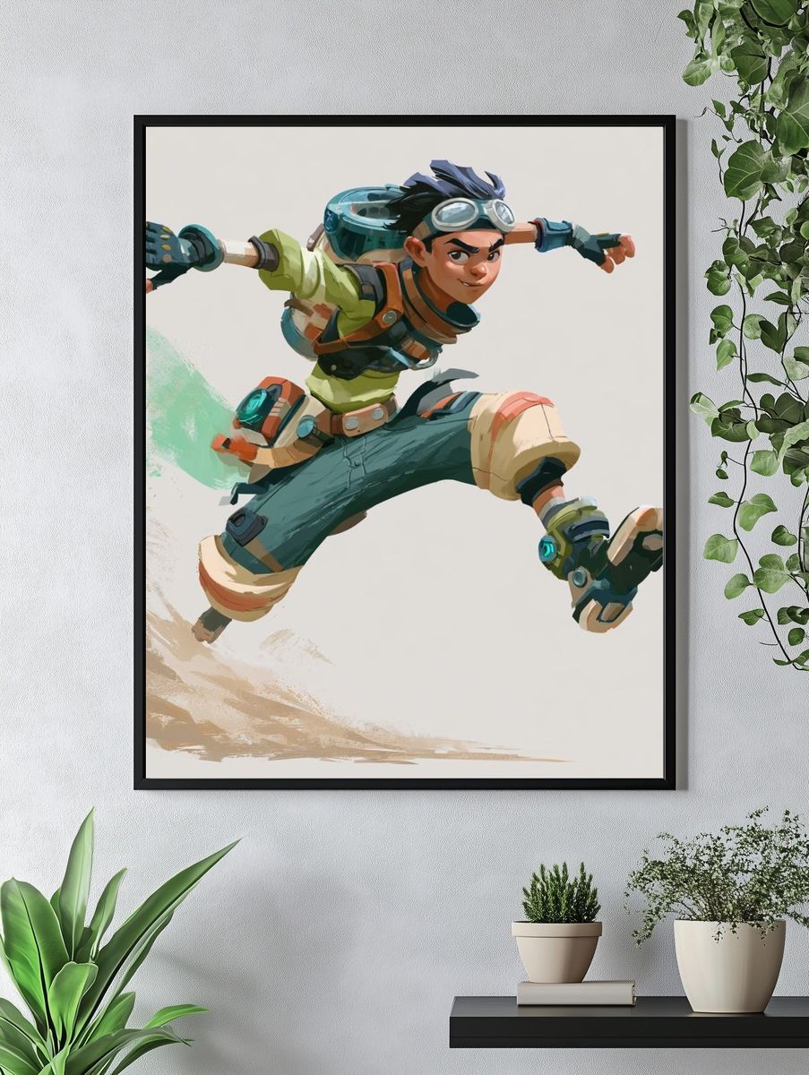 Adventurer Jump Illustration Poster. — room view 4