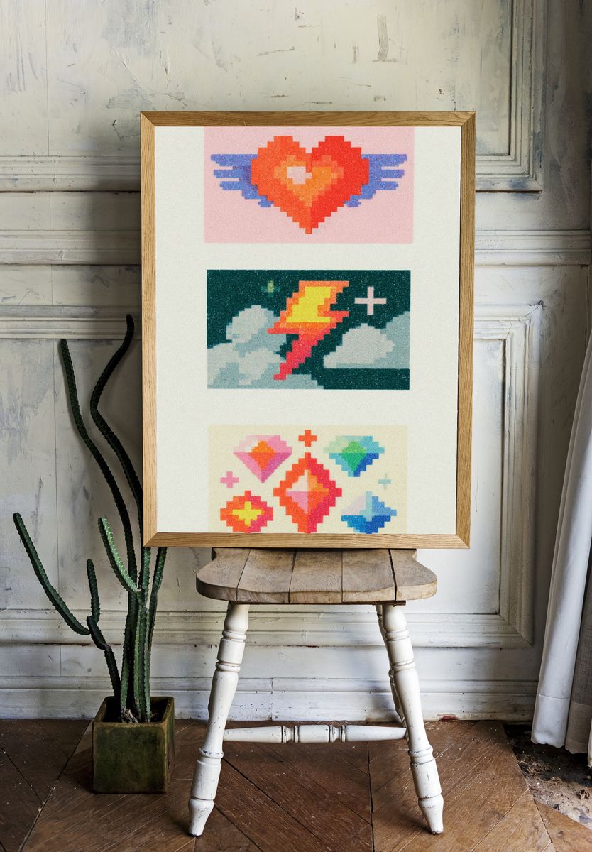 Pixel Heart Wings Poster. — room view 1