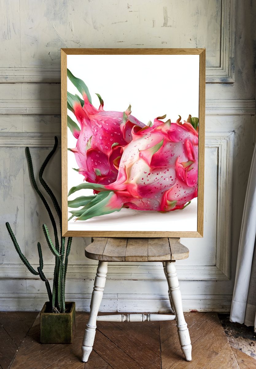Dragon Fruit Illustration Poster. — room view 1