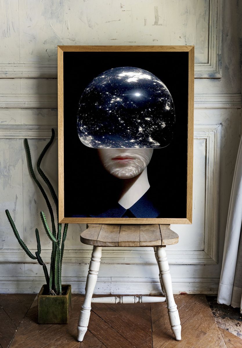 Cosmic Face Surrealism Print. — room view 1