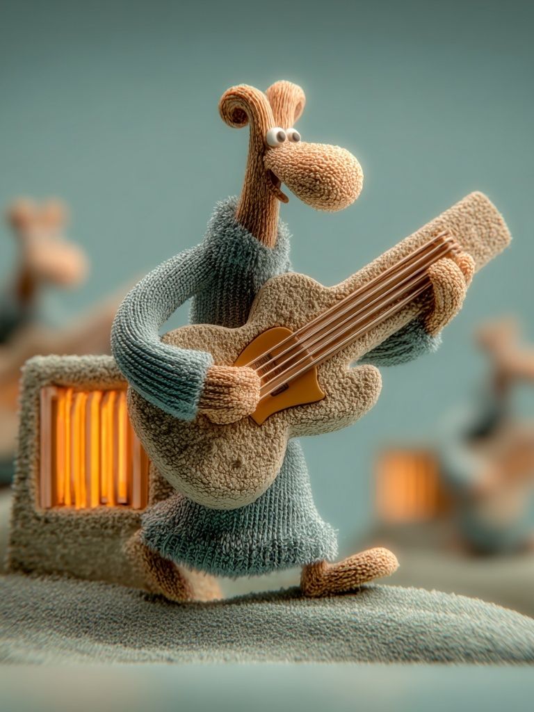 Whimsical Guitar Player Illustration Poster. poster detail