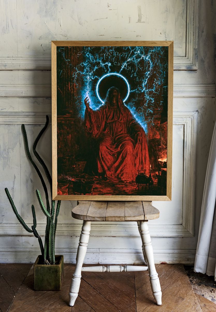 Mystic Halo Figure Digital Art Poster. room preview