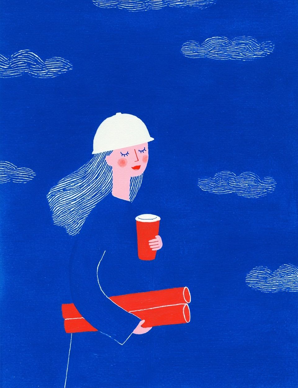 Blue Worker Illustration Poster. poster detail