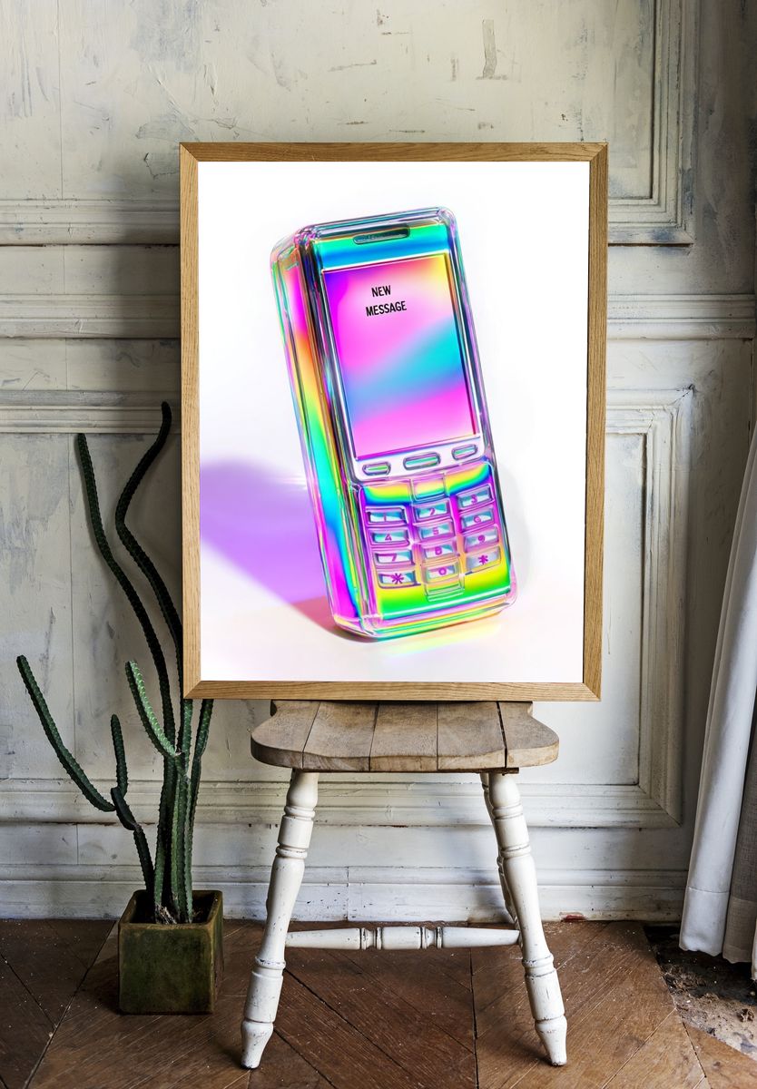 Holographic Mobile Phone Illustration Poster. room preview