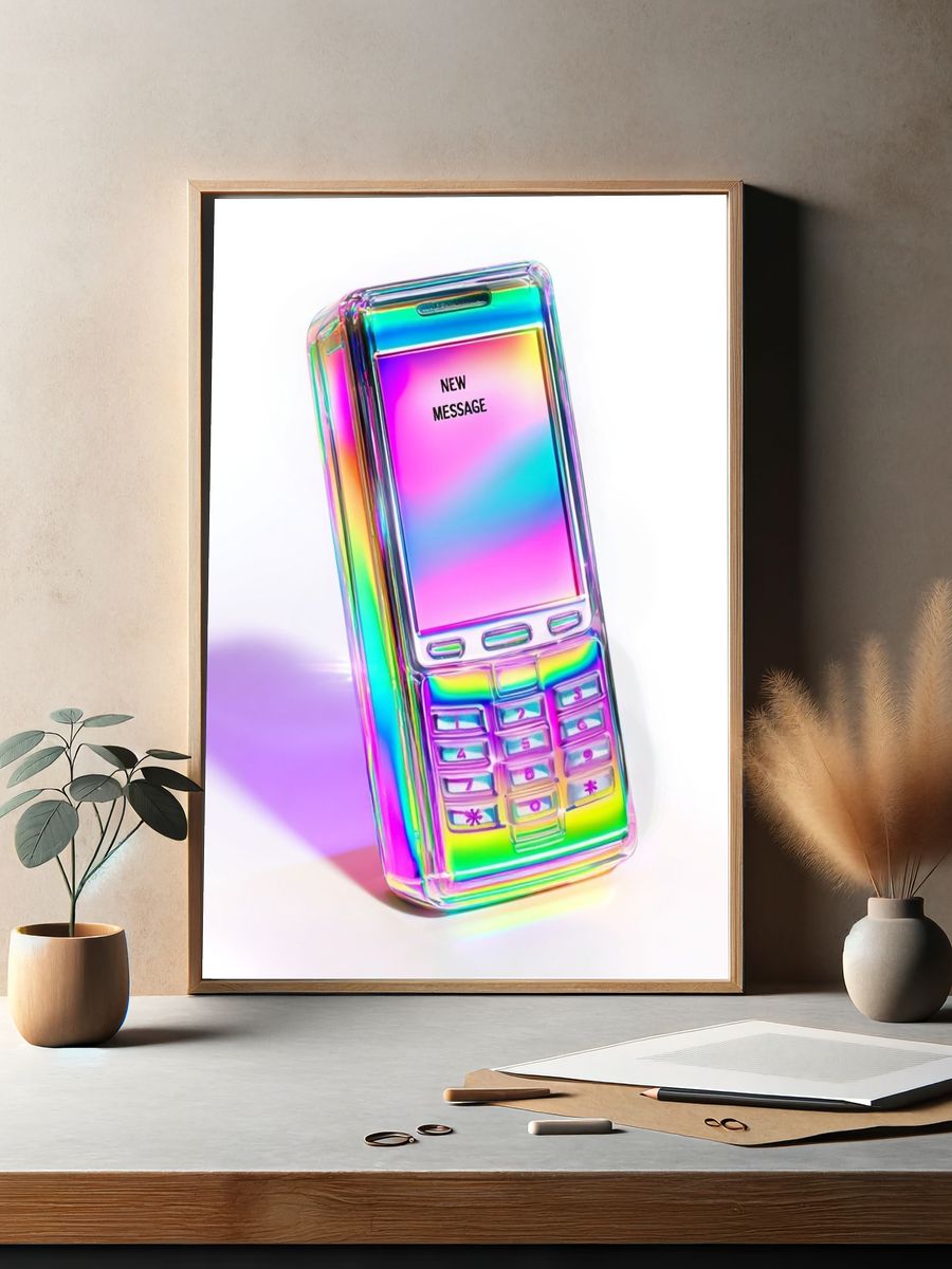 Holographic Mobile Phone Illustration Poster. — room view 2