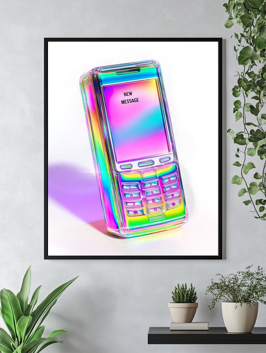 Holographic Mobile Phone Illustration Poster. — room view 4