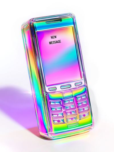 Holographic Mobile Phone Illustration Poster. poster