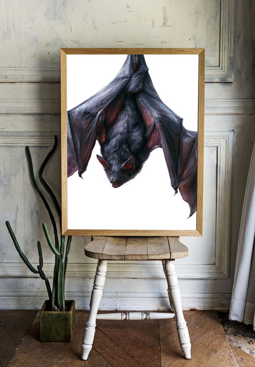 Flying Bat Illustration Poster. room preview