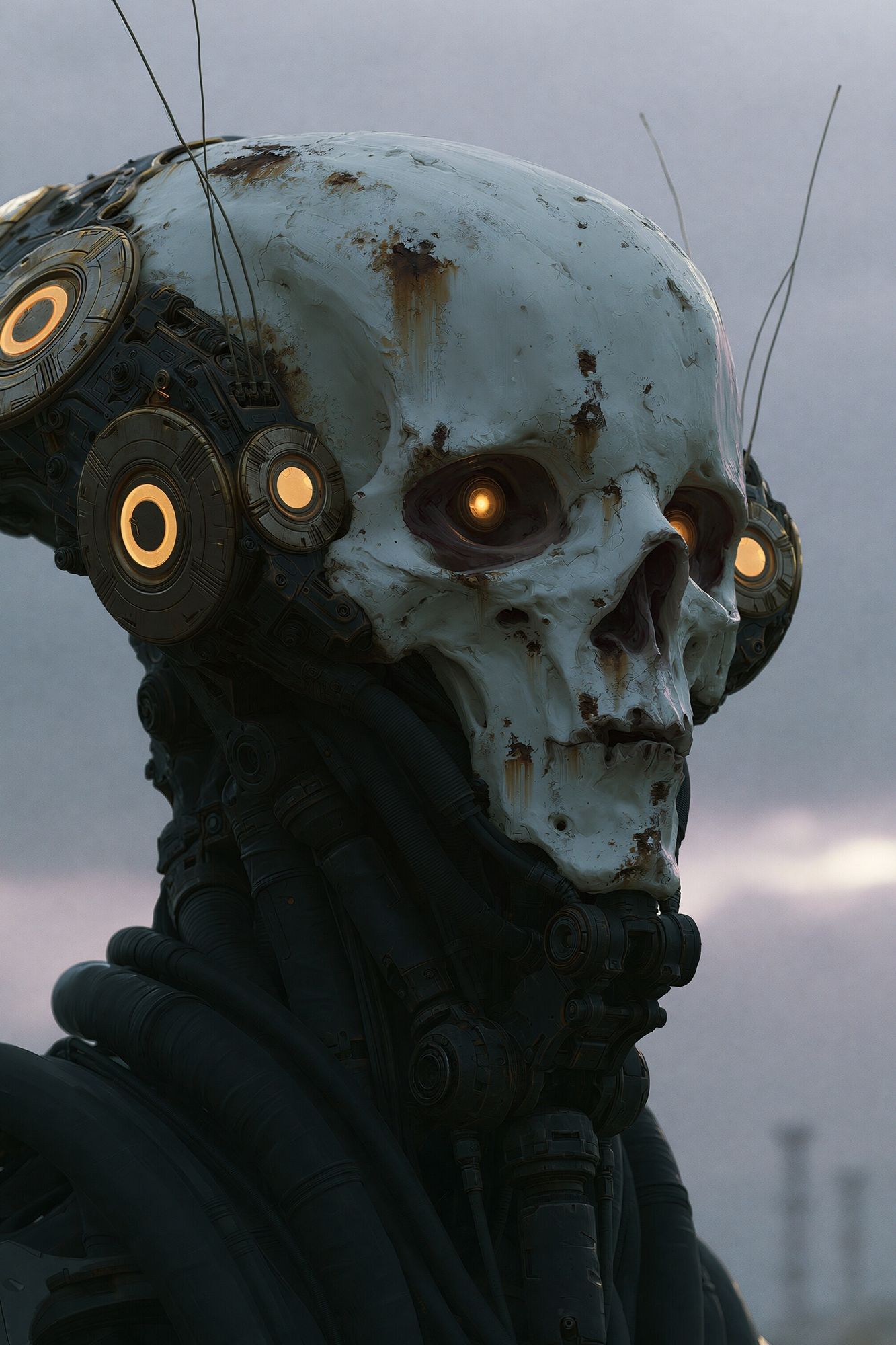 Cyber Skull Portrait Print. poster — illustration art