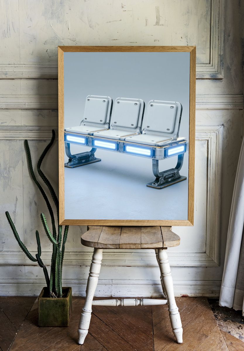 Futuristic Bench Illustration Poster. room preview