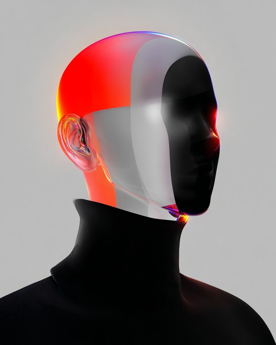 Neon Chrome Head Abstract Print. poster detail