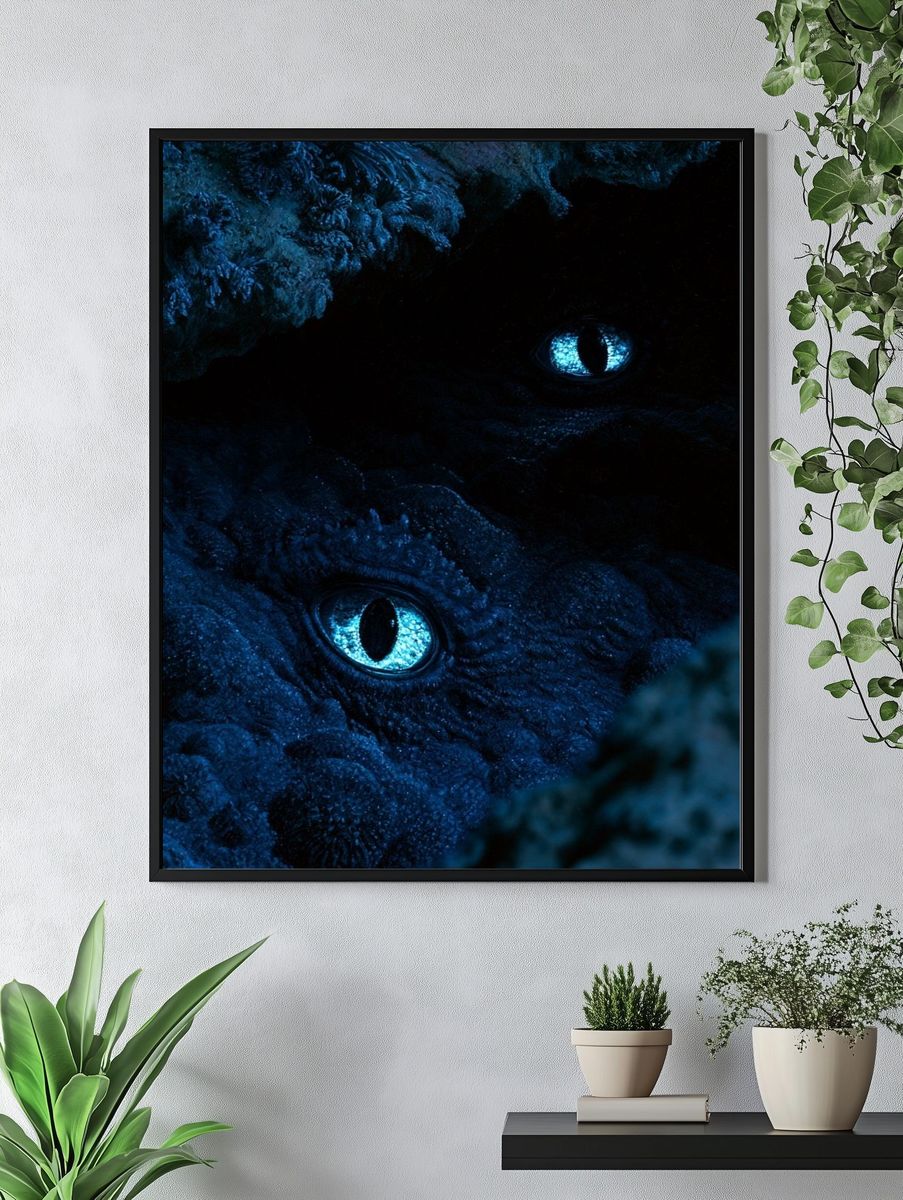 Blue Dragon Eyes Illustration Poster. — room view 4