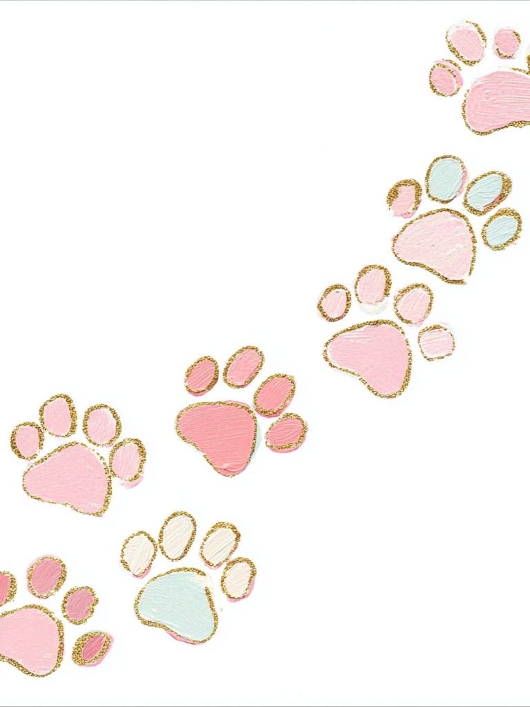 Pastel Paw Prints Illustration Poster. poster detail