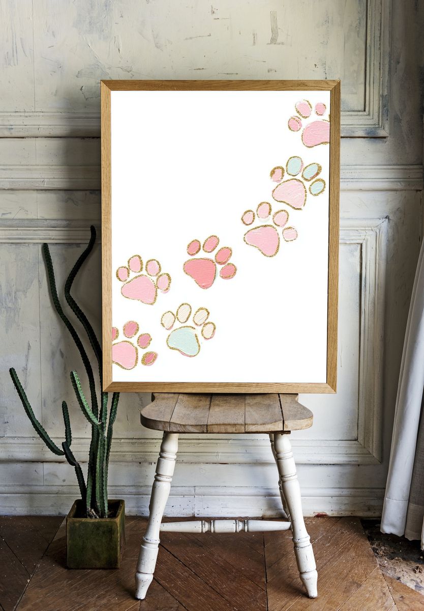 Pastel Paw Prints Illustration Poster. — room view 1