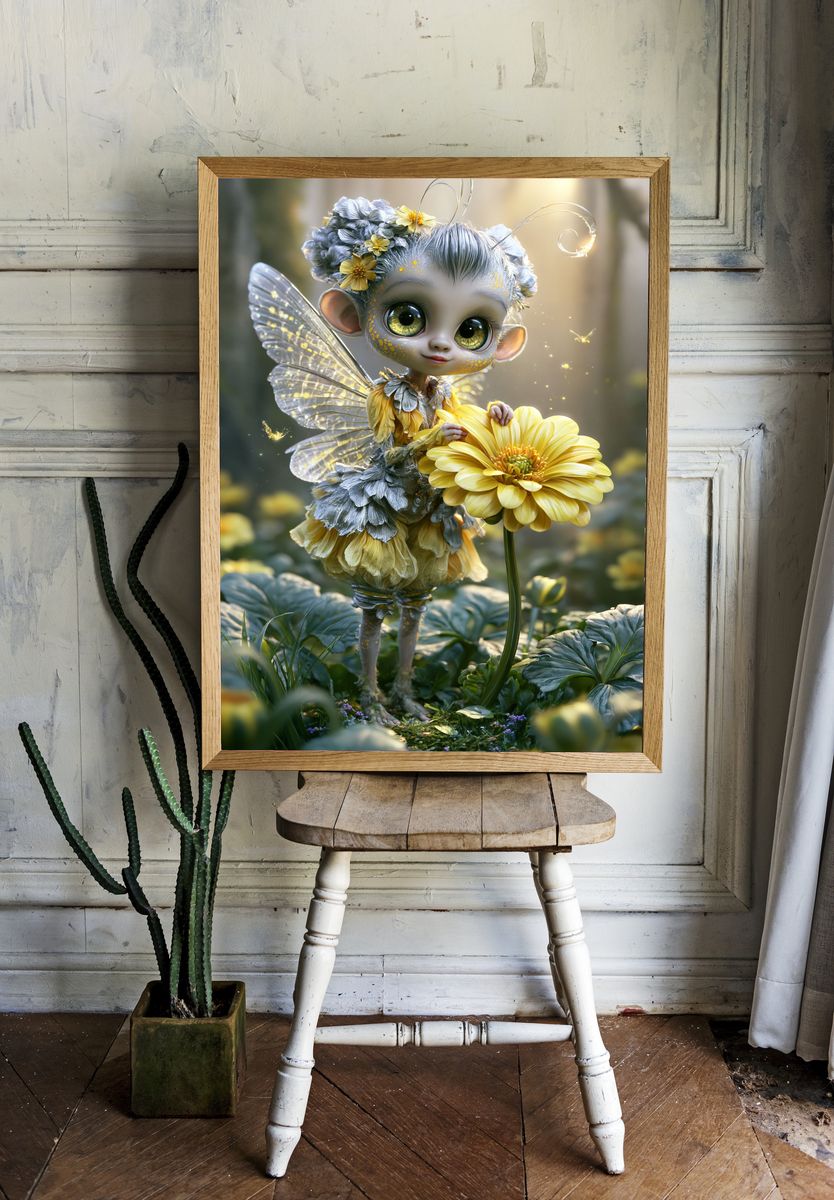 Flower Fairy Portrait Print. room preview