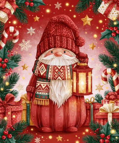 Christmas Gnome Lantern Poster.
