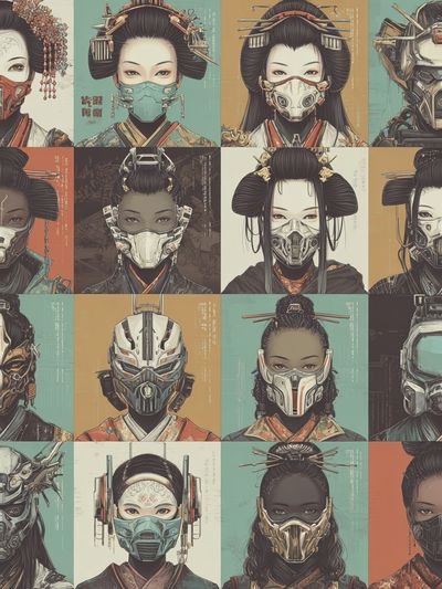 Cyber Geisha Portraits Poster.