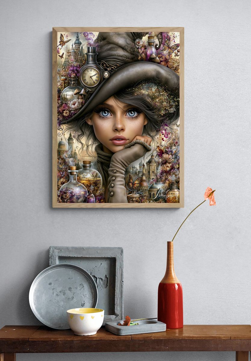 Mouse and Poppy Illustration Poster. — room view 3