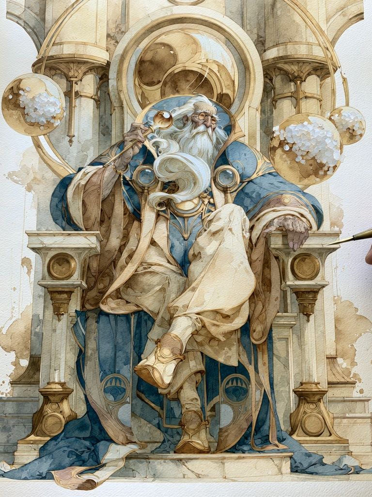 Celestial Wizard Throne Illustration Poster. poster — illustration art