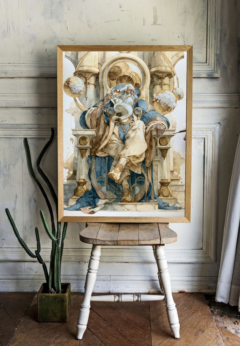 Celestial Wizard Throne Illustration Poster. room preview
