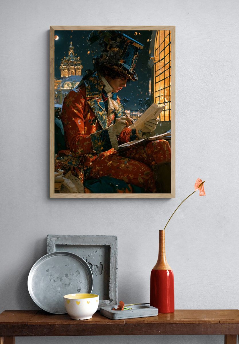 Victorian Winter Writer Illustration Poster. — room view 3