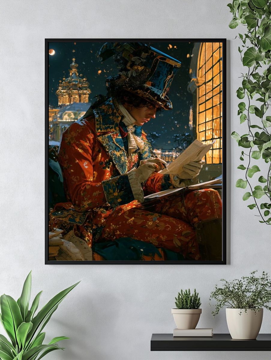 Victorian Winter Writer Illustration Poster. — room view 4