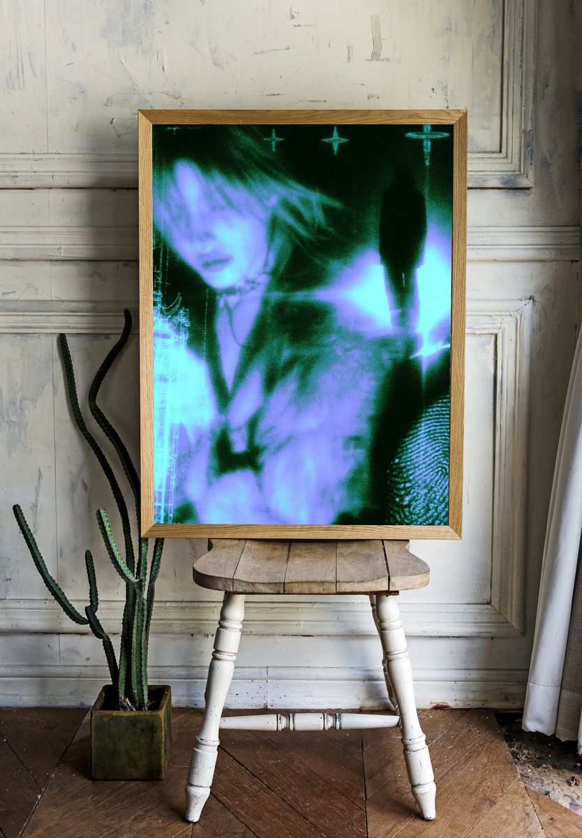 Cyberpunk Portrait Digital Art Print. room preview