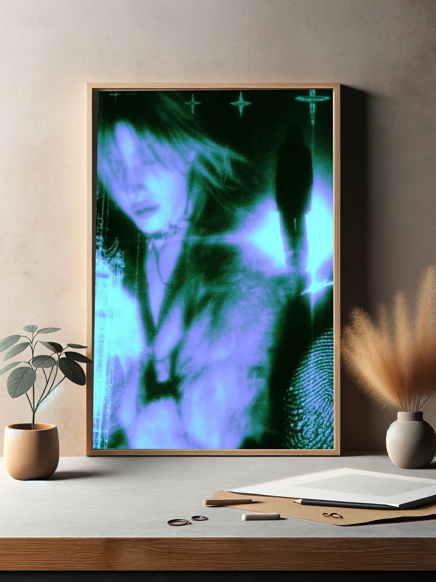 Cyberpunk Portrait Digital Art Print. — room view 2