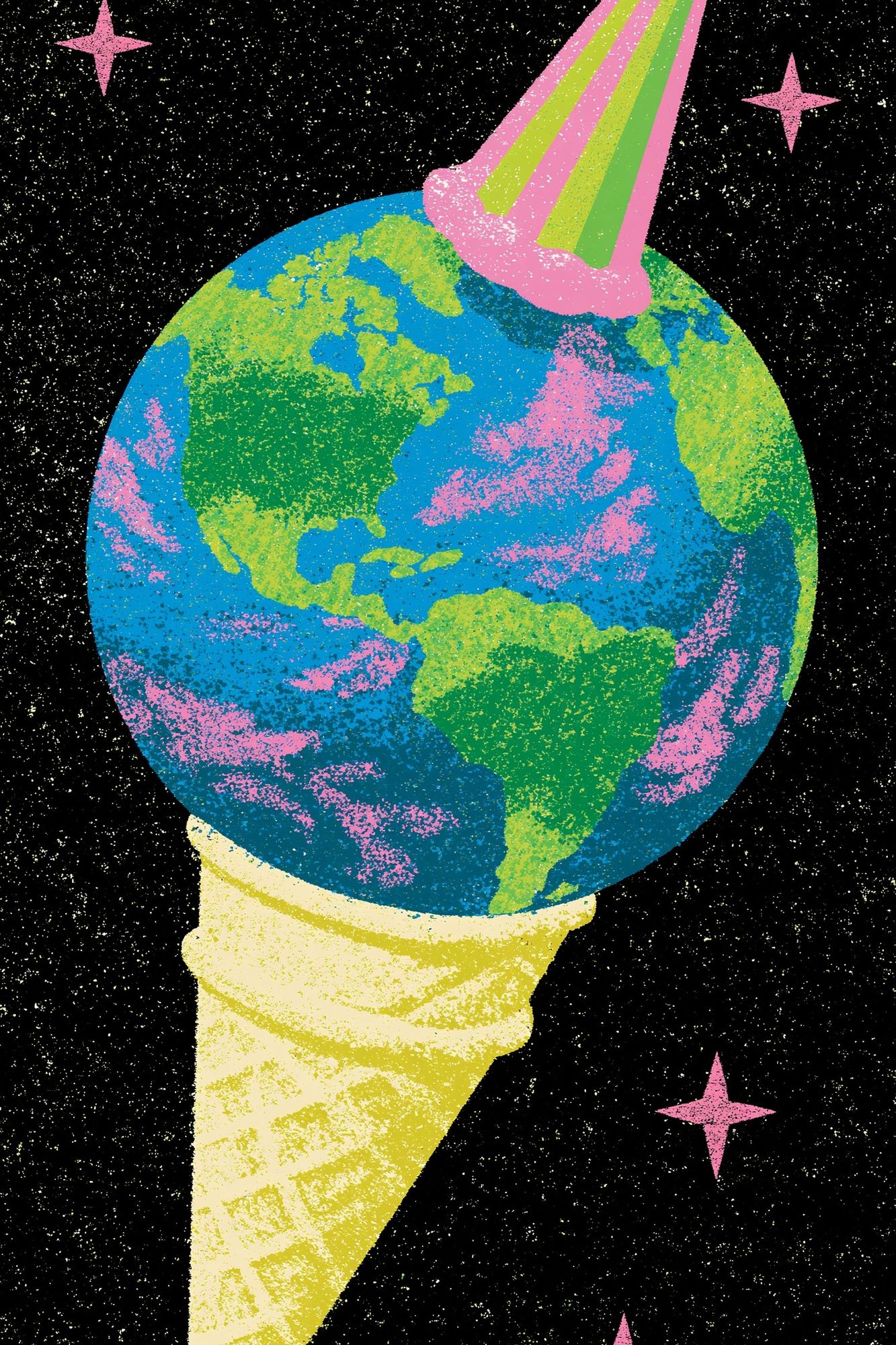 Cosmic Ice Cream Earth Poster. poster — illustration art