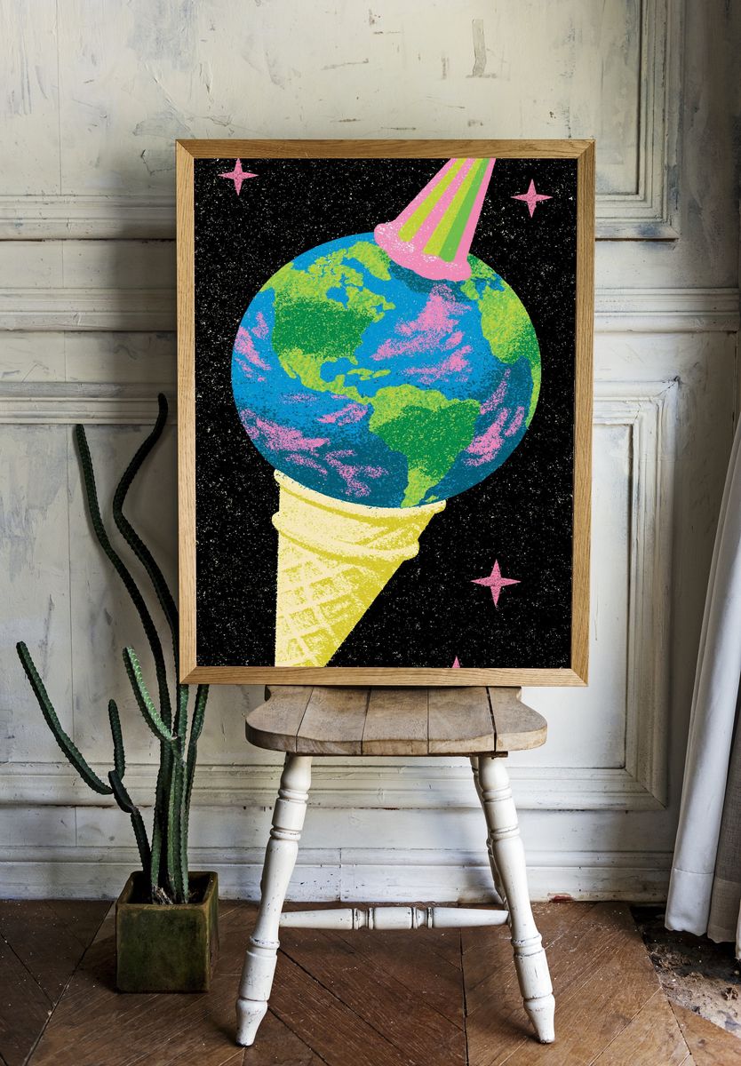 Cosmic Ice Cream Earth Poster. room preview