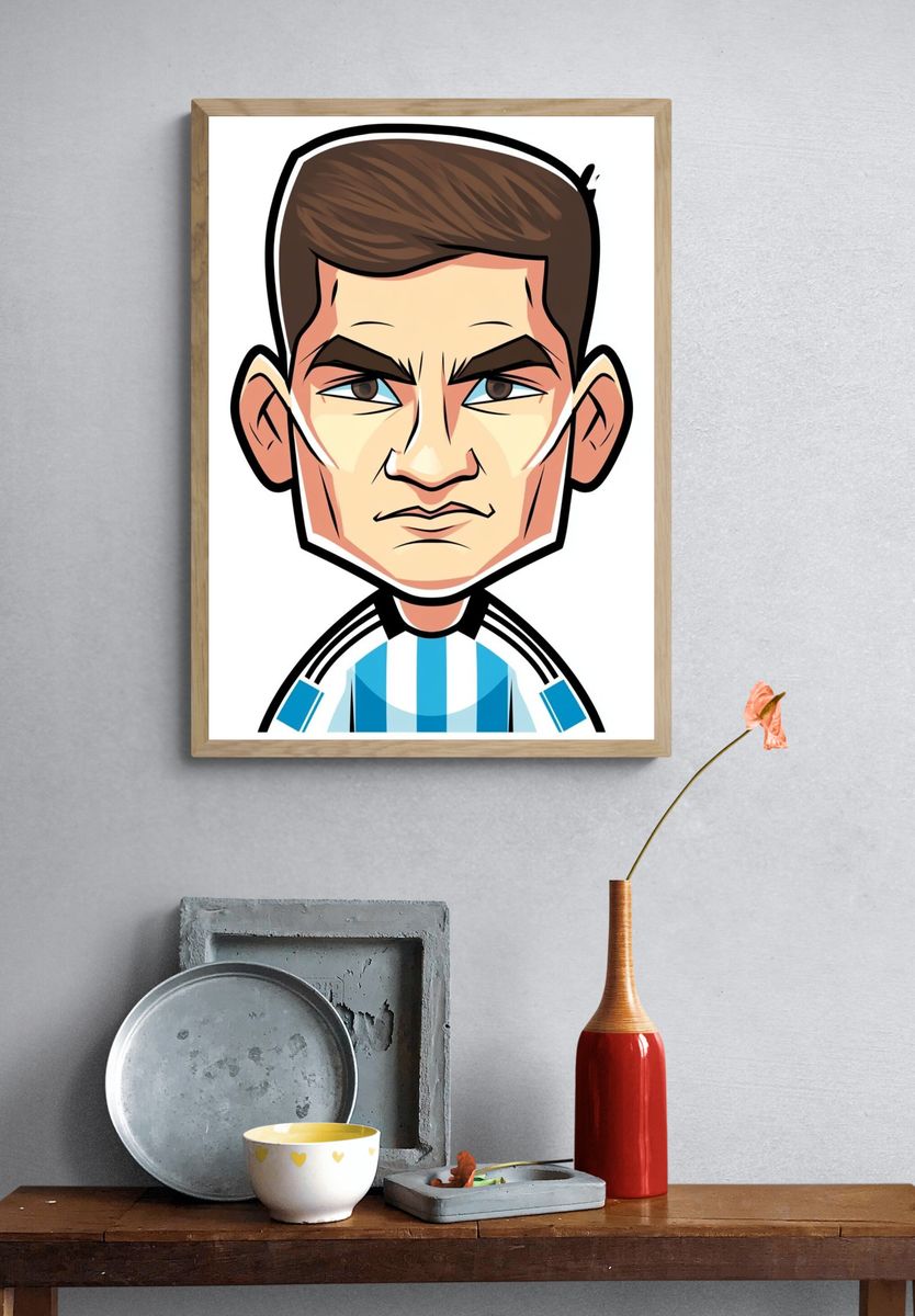 Football Star Cartoon Portrait Poster. — room view 3