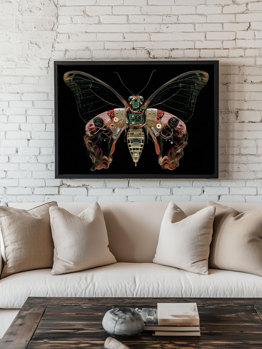 Cyber Butterfly Digital Art Print. — room view 1