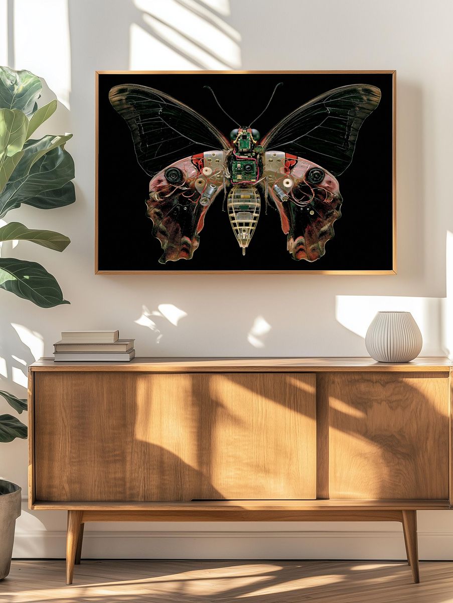 Cyber Butterfly Digital Art Print. — room view 3
