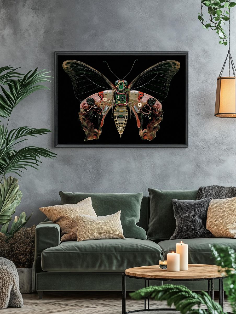 Cyber Butterfly Digital Art Print. — room view 4