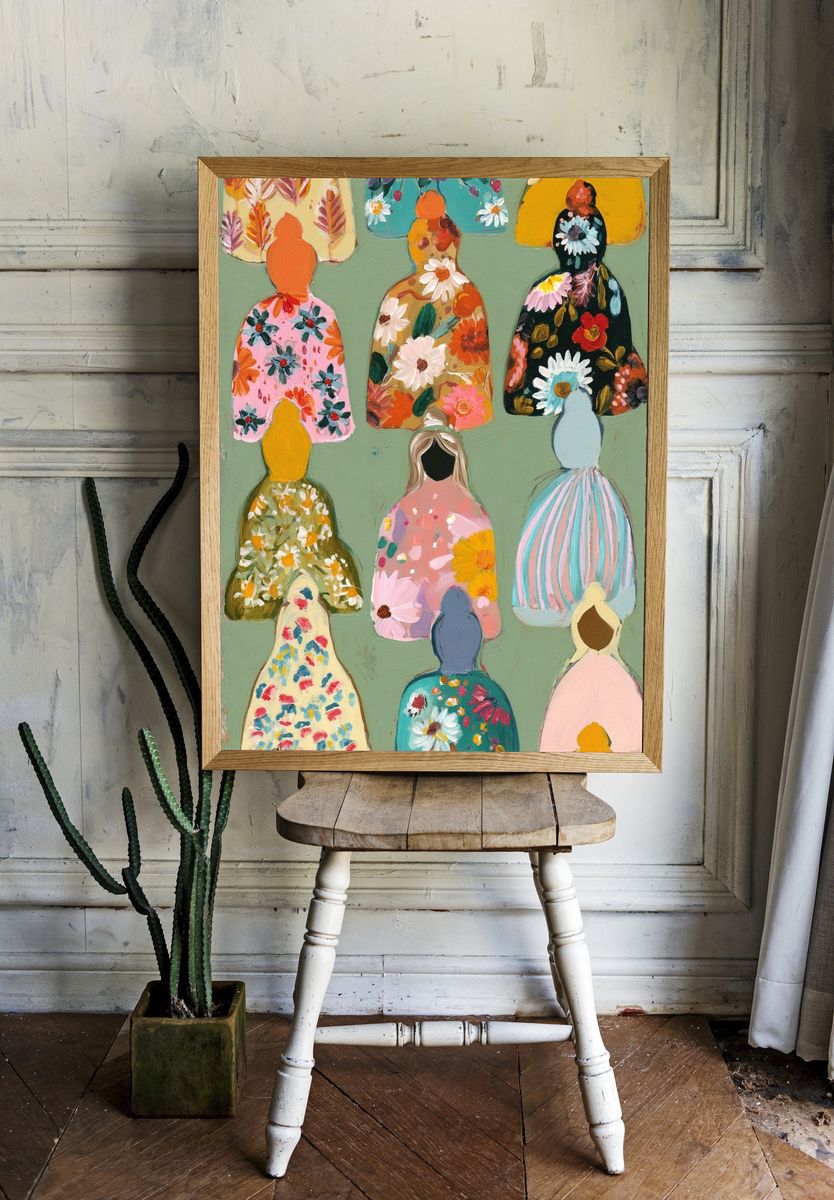 Floral Figures Illustration Poster. room preview