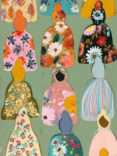 Floral Figures Illustration Poster. poster print