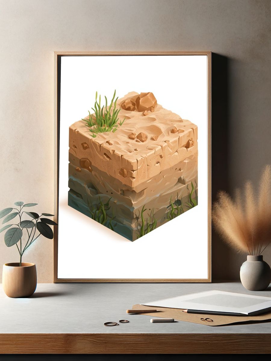 Desert Rock Cube Illustration Poster. — room view 2