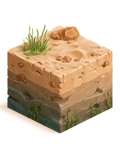 Desert Rock Cube Illustration Poster.