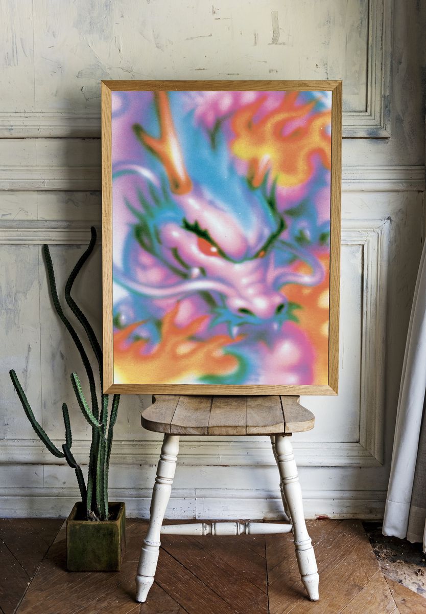 Dreamy Dragon Abstract Print. room preview