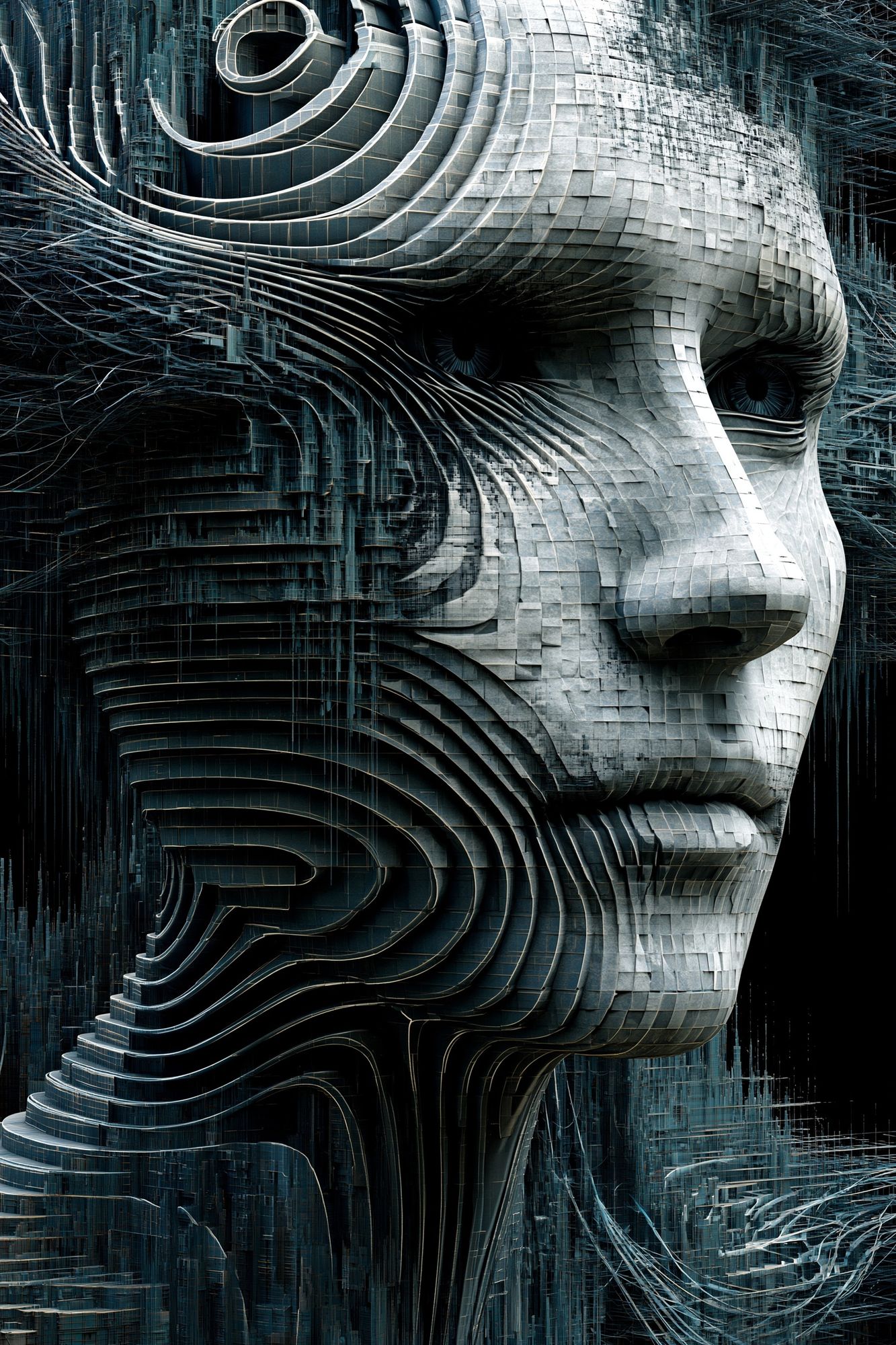 Futurist Cybernetic Face Poster. poster detail