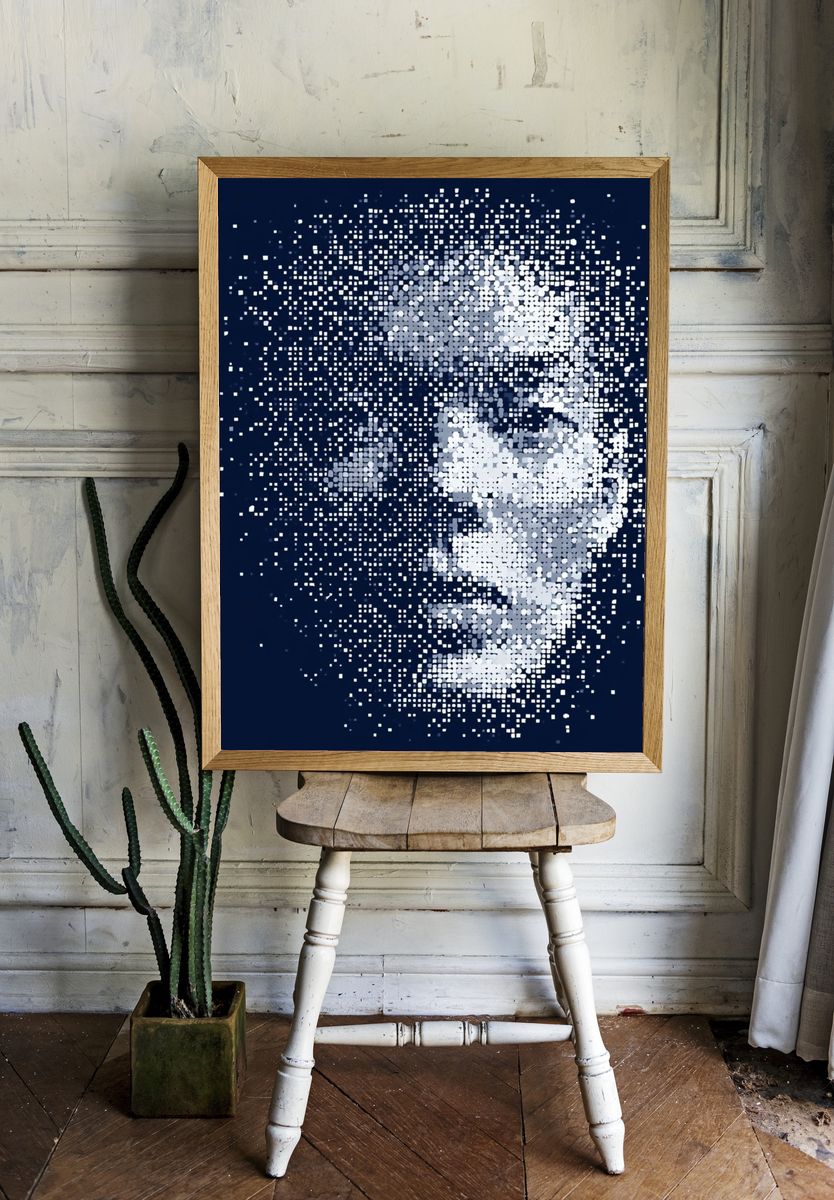 Abstract Pixel Face Poster. — room view 1