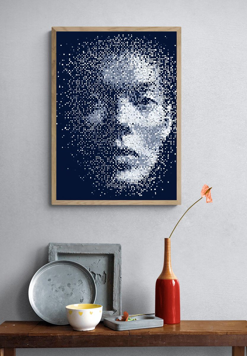 Abstract Pixel Face Poster. — room view 3