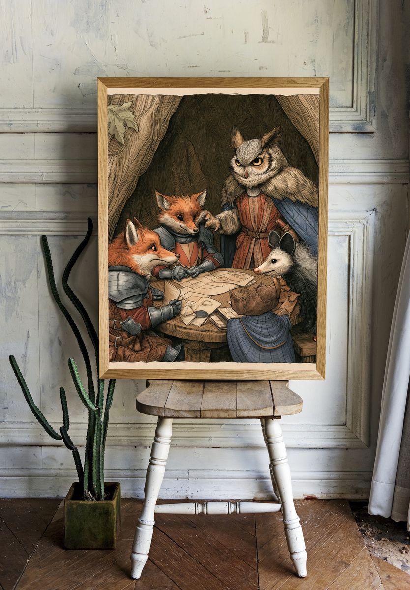 Forest Council Animals Illustration Poster. — room view 1