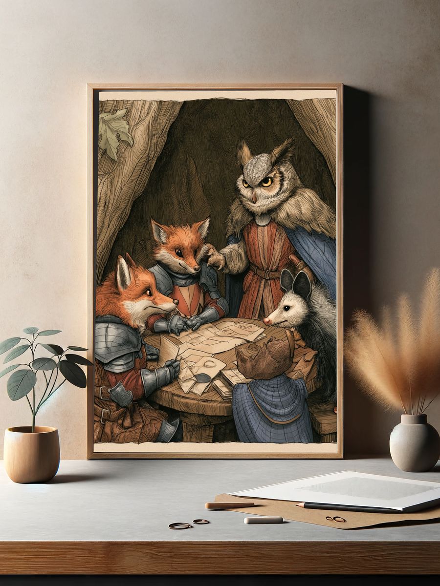 Forest Council Animals Illustration Poster. — room view 2