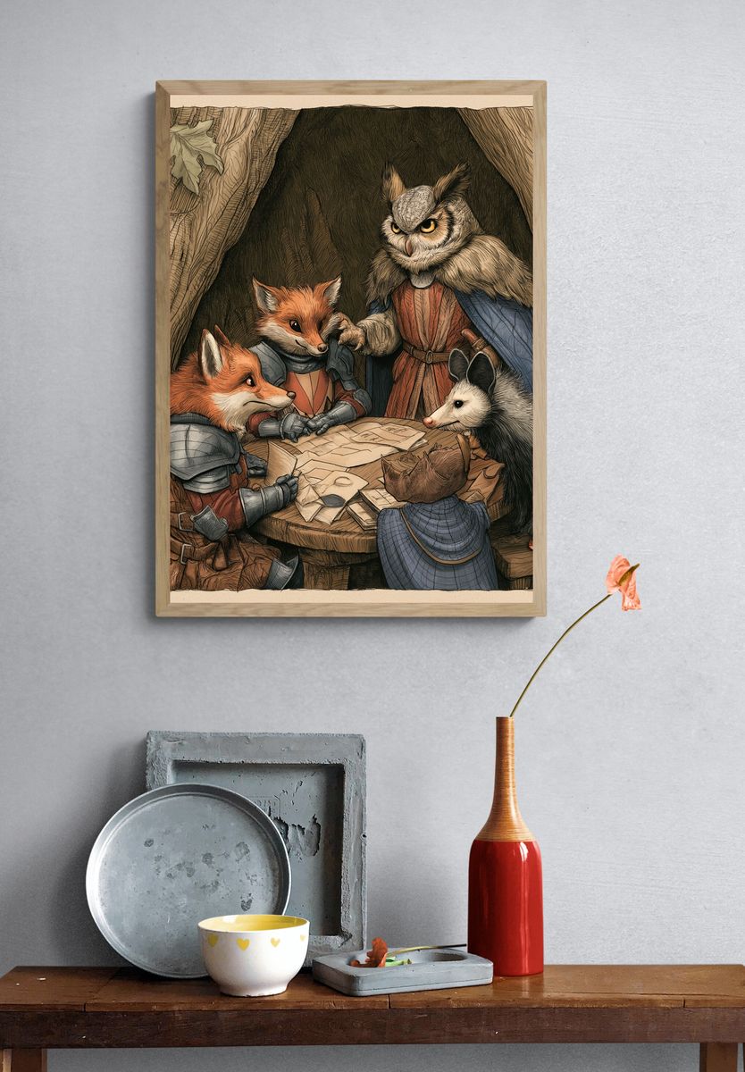 Forest Council Animals Illustration Poster. — room view 3
