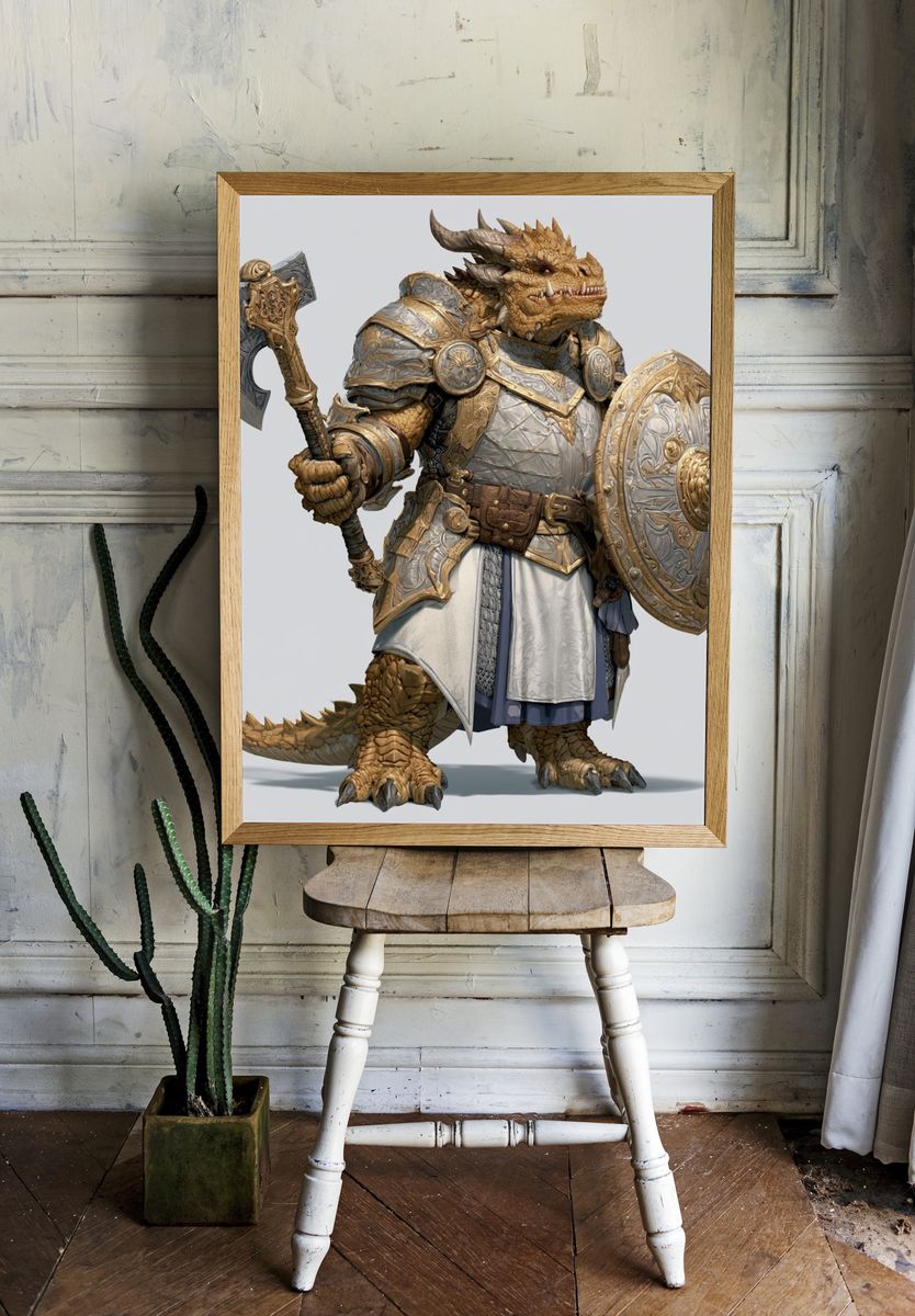 Armored Dragon Warrior Illustration Poster. — room view 1