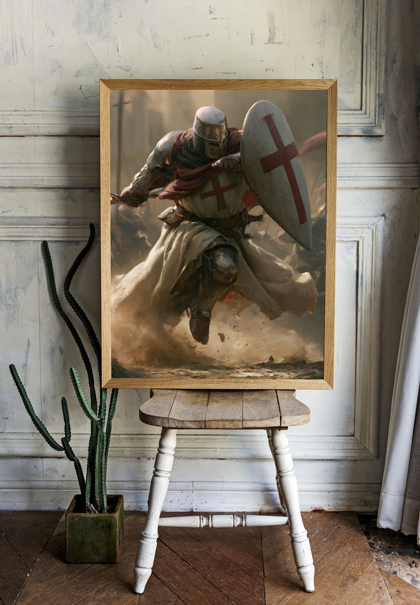 Crusader Charge Illustration Poster. room preview