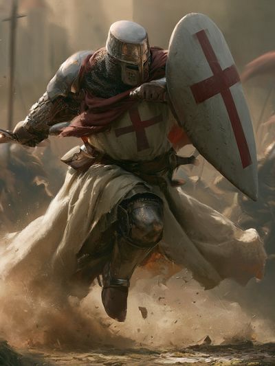 Crusader Charge Illustration Poster.